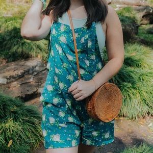 Studio Ghibli My Neighbor Totoro Leaves Tie Linen Shortalls